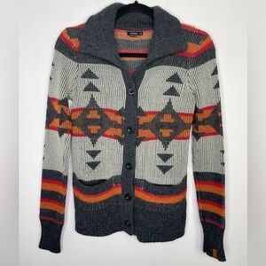 Men's Patterned Sweater - Gray and Orange